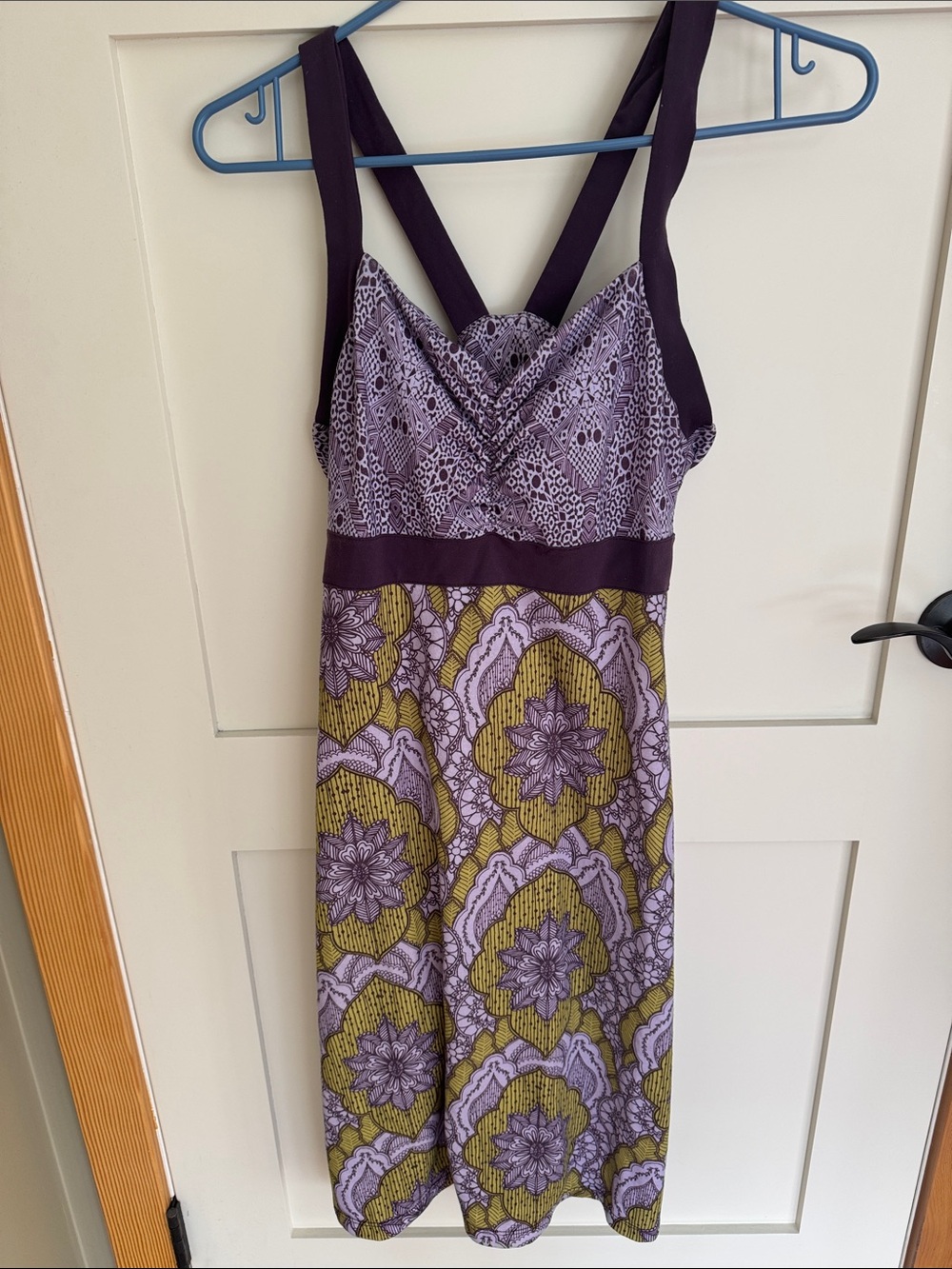 Prana Lavender and Olive Green Patterned Midi Dress